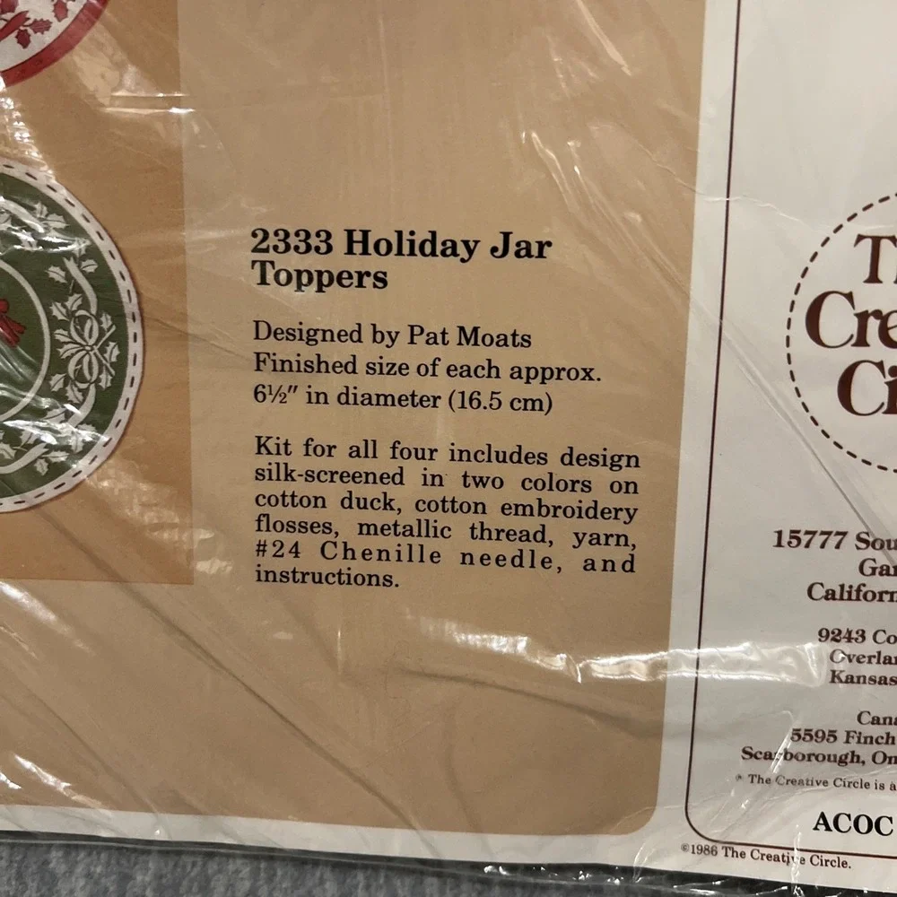 The Creative Circle Holiday Jar Toppers Cross Stitch Kit #2333 Goose‎ New 1986
